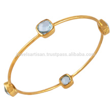 Best Sellate Blue Topaz Gold Vermeil 925 Sterling Silver Bangle